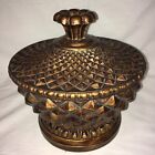 Lrg Vtg Carved Resin Bowl W lid Centerpiece Decor Bronze Copper Finish 10   x9 5   h