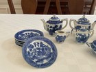 1950   s Vintage 12 Pcs   Blue Willow  Dishes Childs Tea Set