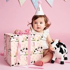  Girl 1st Birthday Wrapping Paper - Mini Roll - 17 Inch Pink Cow - 1st Birthday