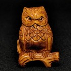 1 8 Inch Signature Hand Carved Boxwood Owl Bird Statue Old Netsuke Collectable