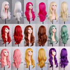 70cm Black Long Curly Cosplay Costume Party Hair Anime Wigs Full Hair Wavy Wig