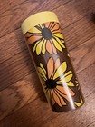 Vintage West Bend Thermo-serv Daisy  4  Tumbler Set Yellow Flowers Retro 70s
