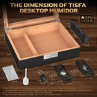 Cigar Humidor  Cedar Wood Desktop Humidor Box With Digital Hygrometer  Adjustabl