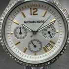 Michael Kors Chronograph Watch Women 38mm White Dial Two Tone Date Mk-5098 Runs