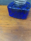 Vintage Cobalt Blue Glass Square Inkwell Bottle