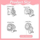 4 Pairs Cubic Zirconia Clip On Earrings  Stud Small  Silver