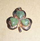 Irish Leaf Of Shamrock Heart Connemara Marble Charm pendant 9k Antique