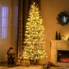 7 5  Flocked Christmas Tree Pre Lit With Snow Branches Yellow Clear Light