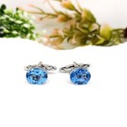 Handmade Swiss Blue Topaz Cufflinks  Sterling Silver Oval Gemstone