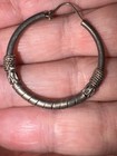 Vintage Sterling Silver Ethnic tribal Handmade Ornate Design Hoop Earrings