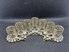 Vtg Silver Tone Filigree Metal Lipstick Holder Stand  7 Slots  Cherub Floral 