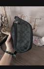 Coach Signature Canvas   Leather Waist Pack Black Gray Zip Adjustable Strap
