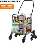 Folding Shopping Cart 110 Lbs Capacity Utility Cart With Stair Climbing Wheels