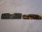 Antique Silver Plate Metal Repouss   Tortoise Comb   Holder Pocket Denmark 4 2    W