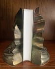 Leaf Pair Bookends Vintage Cast Metal Ware Maple