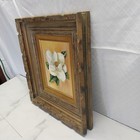 Magnolia Oil Panting Hand Carved Wood Frame 18x16 Signed M v  White  77