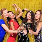 Tinsel Curtain Party Backdrop Gold Birthday Decorations 2 Packs Glitter Foil    