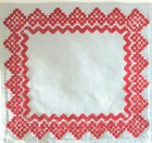 Hand Embroidered Hardanger Embroidery - Red On Silver Grey - 9 X 9 5 