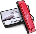 10 Hole Diatonic Harmonica Metal Mouth Organ C Key Blues Harp With Case Red