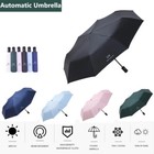 Automatic Black Umbrella Anti-uv Sun   Rain Windproof 3 Folding Compact Umbrella