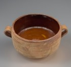 Vintage French Kitchen Handled Pot Cordon Bleu Bia Stoneware  Glazed Terra Cotta