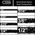 Solid Braid Nylon Rope In 1 8  5 32  3 16  1 4  5 16  3 8  And 1 2 Inch Diameter