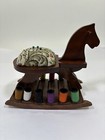 Sewing Wood Rocking Chair Pin Cushion Thread Holder 9x6x4    Vintage