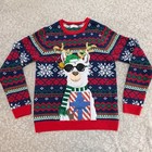 Ugly Christmas Sweater Llama With Sunglasses And Pocket - Men s Medium Unisex