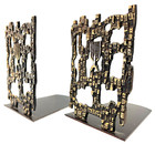 Vintage Israel Menorah Book Ends Judaism Jewish Hebrew Judaica Heavy Brass