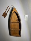 24in X 9in Rustic Wooden Boat Shelf Blue Base With Two Oars
