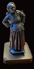 Antique Victorian Cast Iron Match   Tinder Safe     Elderly Lady Figure     C 1880s