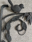 Vtg Cast Iron Scrolls Plant Hanger Bracket Hook Bird Leaves Garden Porch Decor