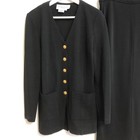 Vtg Adrienne Vittadini Black Knit Blazer Jacket 12 Classic Minimalist Wool Blend