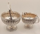 Sterling Silver Heavy Gorham Aesthetic Creamer   Sugar Basket Set 1889 No Mono