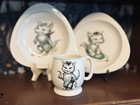 Rare 1957 Spode Copeland Cutie Kitten Three Piece Porcelain Child s Dishes