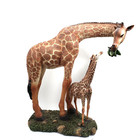 Giraffe Sculpture Feeding Calf Full Bodied African Safari Statue Figurine 20inch