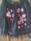 Givenchy Kids Black Tulle Skirt Floral Embroidered Patches Logo Waist Size 12