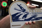 Rare 1950s Us Navy Naval Torpedo Station  Painted Metal Topper Sign Newport R i 