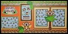 Premade 12x12 Scrapbook Pages Handmade Layout Sewn Mats Monkey See Monkey Do Pcc
