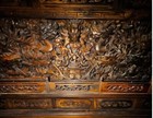 Mid 20th Century Chinese Wooden Carved Pagoda nine Dragons Wall