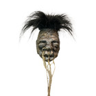 Jumbo Shrunken Head With Hair Metal Stand Oddity Magic Ritual Voodoo Witchcraft