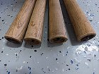Set Of 4 Vintage Mid Century Tapered Wood Table Legs - 9 Inch Brass Caps