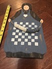 Vtg Handmade Primitive Wood Checkerboard Woman Country Blue Grannycore
