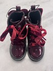 New Girls Dress Shoes Boots Toddler 6 Bows Velvet Red Patent Leather Zipper