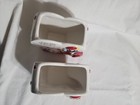 2 Vntg Hallmark  maxine   Floyd Ceramic Heart Shaped Vase planter 4 1 2 ht  3  5 