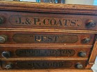 J   P Coats Four Drawer Oak Spool Cabinet 1800s - Original General Store