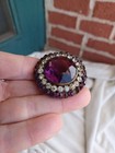 Sparkly Antique Victorian Open Back Bezel Set Amethyst Glass Rhinestone Hatpin
