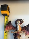 Fantasy Dragon Holding Sword Statue Resin Figurine Crystal Treasure Base Gothic 