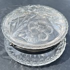 Antique Edwardian Large 6  Floral Cut Glass   Crystal Powder Jar W  Silver Hinge