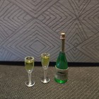 Champagne   Glasses Set 3pc 1 12 Scale Dollhouse Miniature - Fast Us Shipper